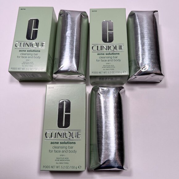Clinique Other - LOT of 3 Clinique Acne Solutions Cleansing Bar Soap For Face and Body Full Size